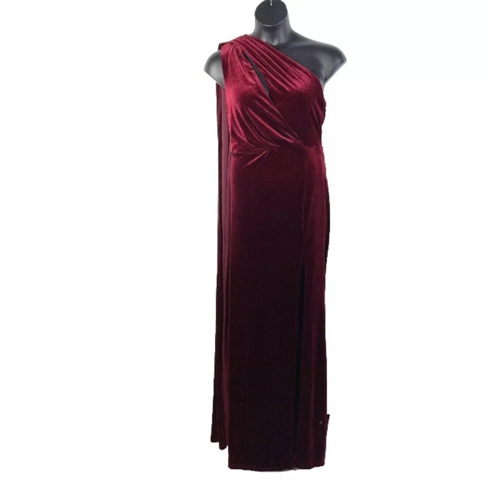 Faeriesty 1XL Stretch Velvet Gown column dress formal cocktail wedding 1 shoulde